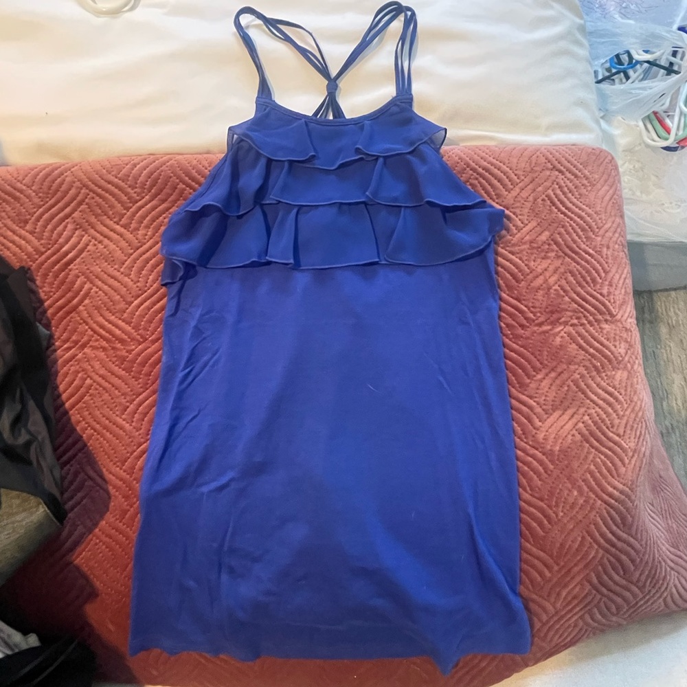 Express Blue Ruffle Sleeveless Top